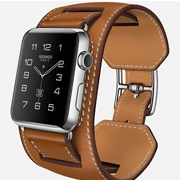 For Apple Watch 42mm Genuine Cowhide Leather Watchband with Connector