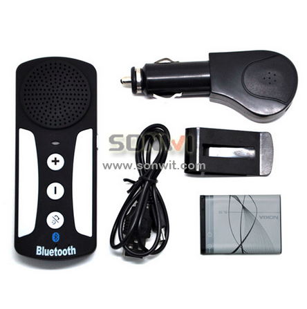  Car Kit Speakerphone Speaker For iPhone Samsung Smartphone with Sun Visor Clip & Car Charger